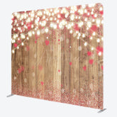 Aperturee - Aperturee Lighted Pink Heart Bokeh Wood Pillow Cover Backdrop